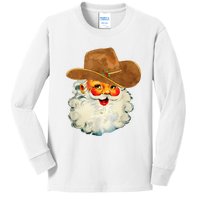 Santa Cowboy Western Christmas Xmas Holiday Pajamas Kids Long Sleeve Shirt