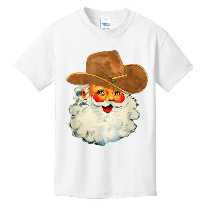 Santa Cowboy Western Christmas Xmas Holiday Pajamas Kids T-Shirt