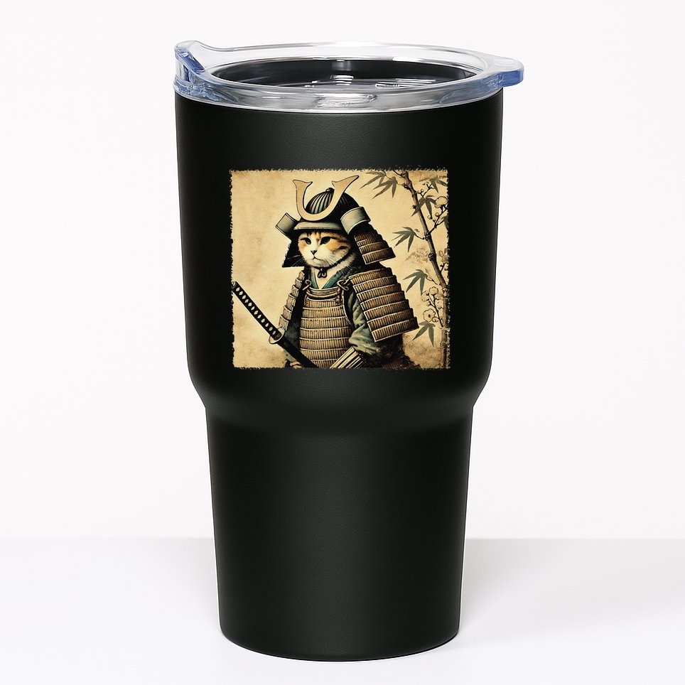 Samurai Cat Warrior Vintage Japanese Art Samurai Armor Tumbler