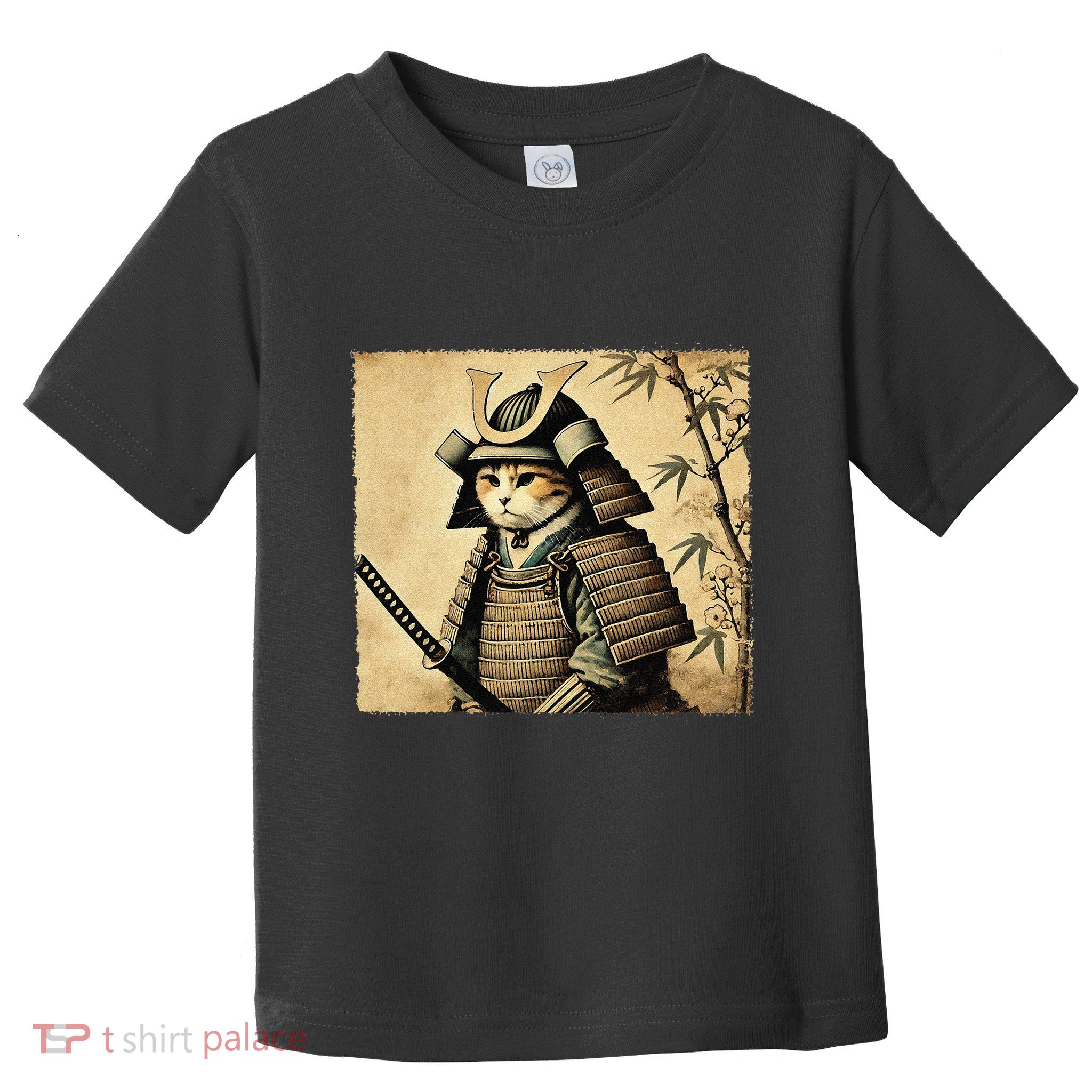 Samurai Cat Warrior Vintage Japanese Art Samurai Armor Toddler T-Shirt