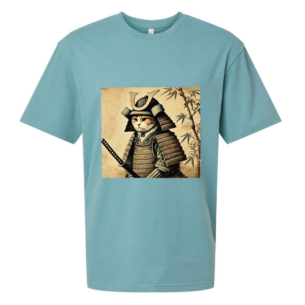 Samurai Cat Warrior Vintage Japanese Art Samurai Armor Sueded Cloud Jersey T-Shirt