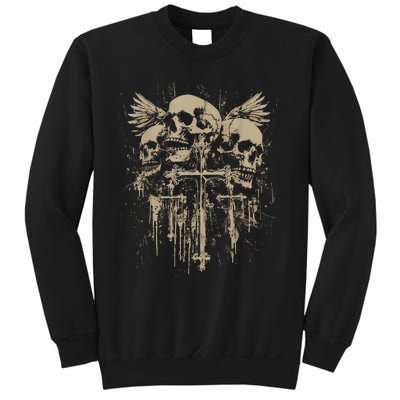 Skull Cross Wings Goth Alt Grunge Gothic Emo Aesthetic Sweatshirt