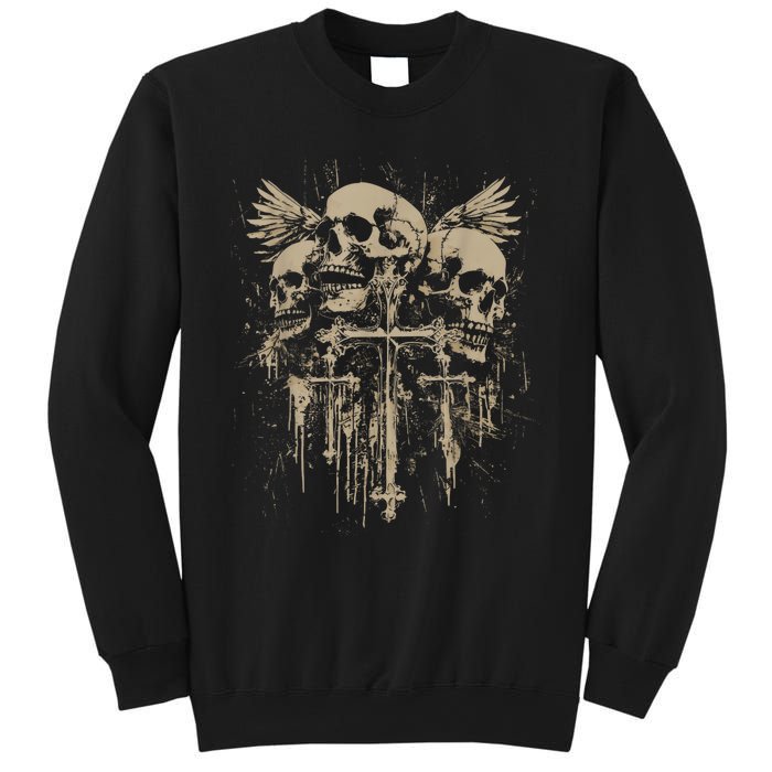 Skull Cross Wings Goth Alt Grunge Gothic Emo Aesthetic Sweatshirt