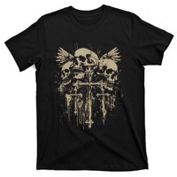 Skull Cross Wings Goth Alt Grunge Gothic Emo Aesthetic T-Shirt