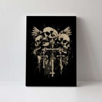 Skull Cross Wings Goth Alt Grunge Gothic Emo Aesthetic Canvas