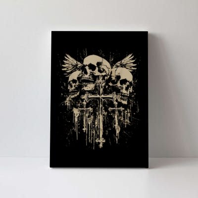 Skull Cross Wings Goth Alt Grunge Gothic Emo Aesthetic Canvas