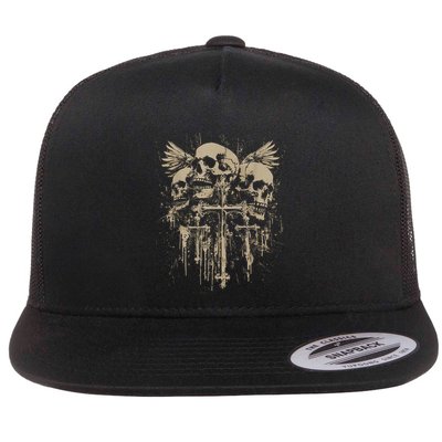 Skull Cross Wings Goth Alt Grunge Gothic Emo Aesthetic Flatbill Hat