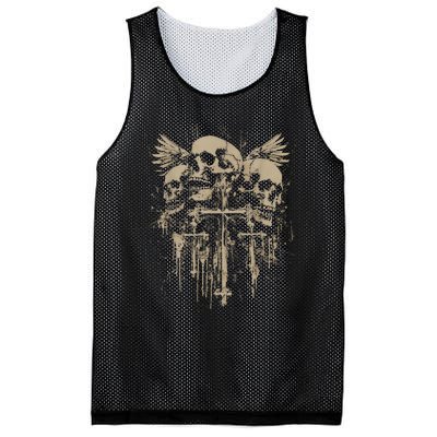 Skull Cross Wings Goth Alt Grunge Gothic Emo Aesthetic Mesh Reversible Basketball Jersey Tank