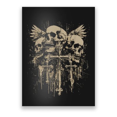 Skull Cross Wings Goth Alt Grunge Gothic Emo Aesthetic Poster