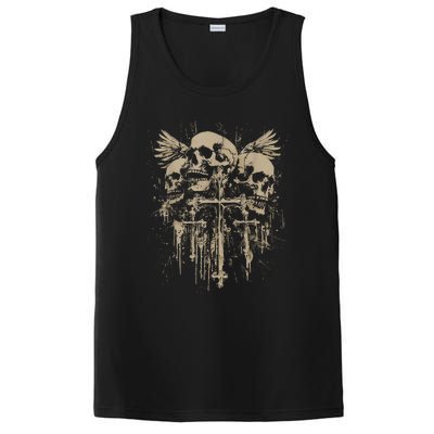 Skull Cross Wings Goth Alt Grunge Gothic Emo Aesthetic PosiCharge Competitor Tank