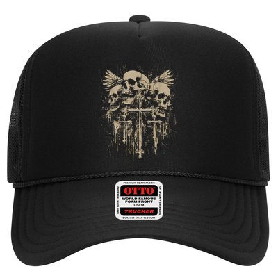 Skull Cross Wings Goth Alt Grunge Gothic Emo Aesthetic Trucker Hat