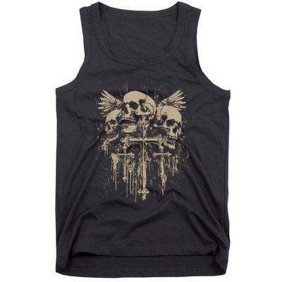 Skull Cross Wings Goth Alt Grunge Gothic Emo Aesthetic Tank Top