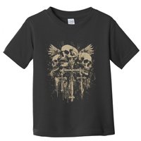 Skull Cross Wings Goth Alt Grunge Gothic Emo Aesthetic Toddler T-Shirt