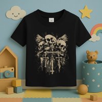 Skull Cross Wings Goth Alt Grunge Gothic Emo Aesthetic Toddler T-Shirt