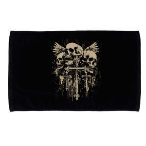 Skull Cross Wings Goth Alt Grunge Gothic Emo Aesthetic Microfiber Hand Towel