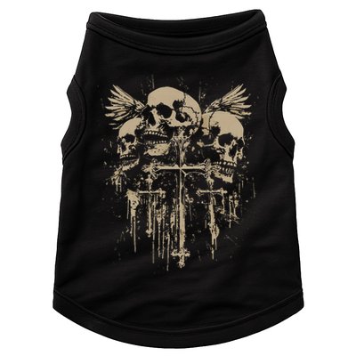Skull Cross Wings Goth Alt Grunge Gothic Emo Aesthetic Doggie Tank