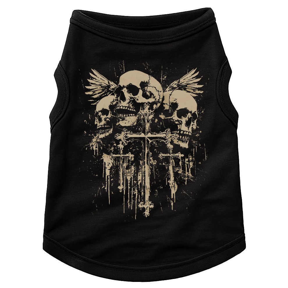 Skull Cross Wings Goth Alt Grunge Gothic Emo Aesthetic Doggie Tank