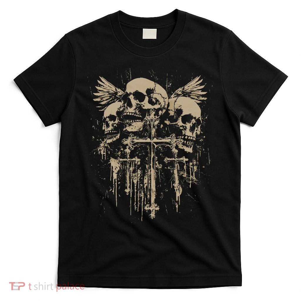 Skull Cross Wings Goth Alt Grunge Gothic Emo Aesthetic T-Shirt