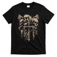Skull Cross Wings Goth Alt Grunge Gothic Emo Aesthetic T-Shirt