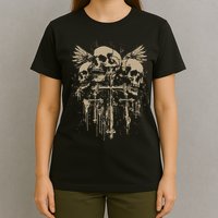 Skull Cross Wings Goth Alt Grunge Gothic Emo Aesthetic T-Shirt