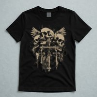 Skull Cross Wings Goth Alt Grunge Gothic Emo Aesthetic T-Shirt
