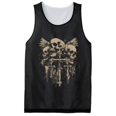 Skull Cross Wings Goth Alt Grunge Gothic Emo Aesthetic Mesh Reversible Basketball Jersey Tank