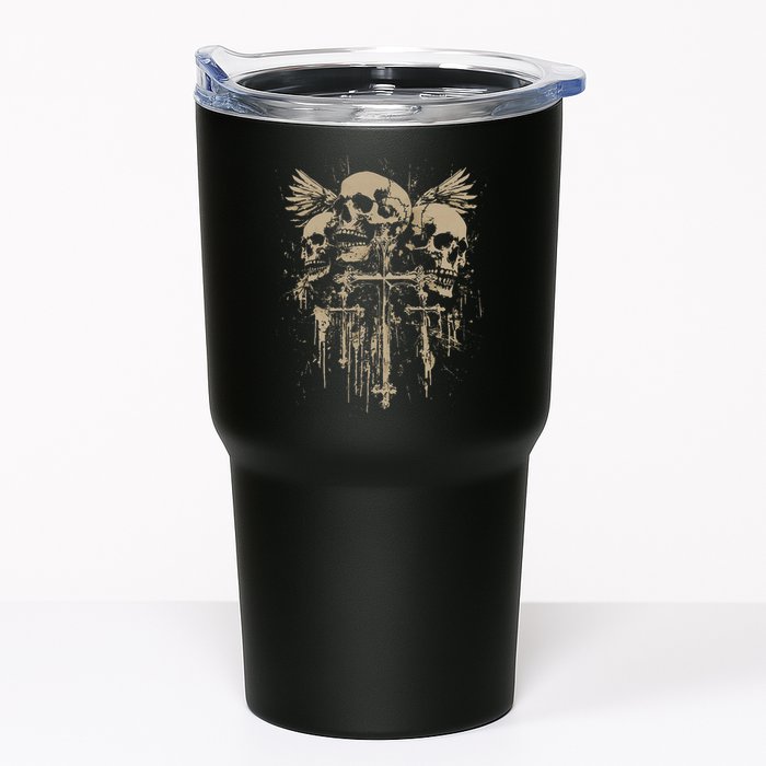 Skull Cross Wings Goth Alt Grunge Gothic Emo Aesthetic Tumbler