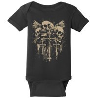 Skull Cross Wings Goth Alt Grunge Gothic Emo Aesthetic Baby Bodysuit
