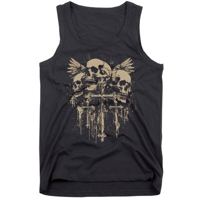 Skull Cross Wings Goth Alt Grunge Gothic Emo Aesthetic Tank Top
