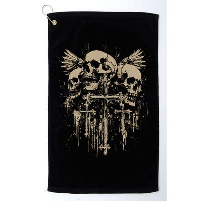 Skull Cross Wings Goth Alt Grunge Gothic Emo Aesthetic Golf Towel
