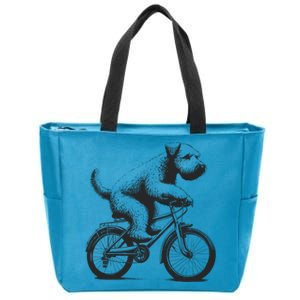 Soft Coated Wheaten Terrier Dog Riding A Bike Cycling Zip Tote Bag