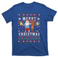 Santa Claus With Deer And Beer Merry Christmas Party Cool Gift T-Shirt