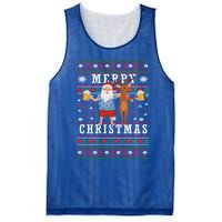 Santa Claus With Deer And Beer Merry Christmas Party Cool Gift Mesh Reversible Basketball Jersey Tank