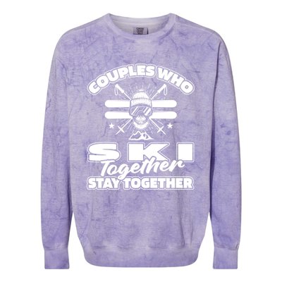 Skiing Couple Winter Sports Ski Great Gift Skier Gift Colorblast Crewneck Sweatshirt