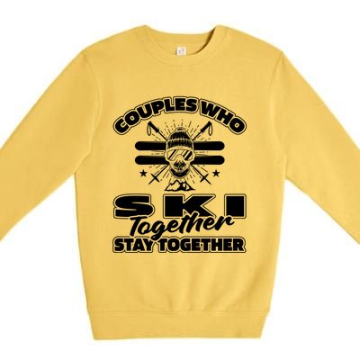 Skiing Couple Winter Sports Ski Great Gift Skier Gift Premium Crewneck Sweatshirt