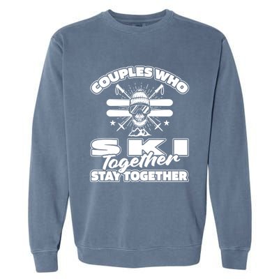 Skiing Couple Winter Sports Ski Great Gift Skier Gift Garment-Dyed Sweatshirt