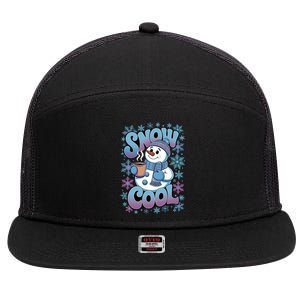 Snow Cool Winter Snowflake Cute Happy Snow Fun Great Gift 7 Panel Mesh Trucker Snapback Hat