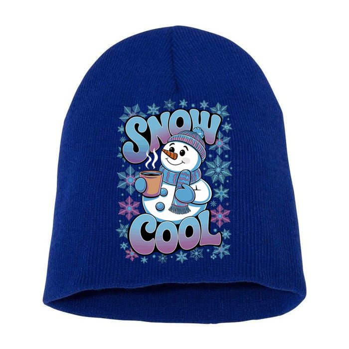 Snow Cool Winter Snowflake Cute Happy Snow Fun Great Gift Short Acrylic Beanie