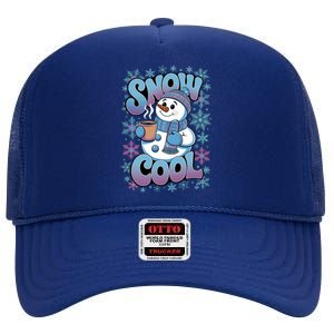 Snow Cool Winter Snowflake Cute Happy Snow Fun Great Gift High Crown Mesh Back Trucker Hat