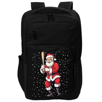 Santa Claus With Baseball Bat Christmas Baseball Player Xmas Gift Impact Tech Backpack