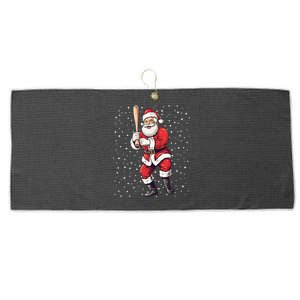 Santa Claus With Baseball Bat Christmas Baseball Player Xmas Gift Large Microfiber Waffle Golf Towel