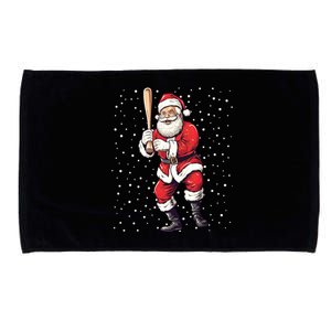 Santa Claus With Baseball Bat Christmas Baseball Player Xmas Gift Microfiber Hand Towel