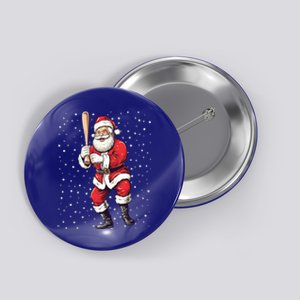 Santa Claus With Baseball Bat Christmas Baseball Player Xmas Gift Button