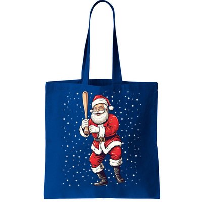 Santa Claus With Baseball Bat Christmas Baseball Player Xmas Gift Tote Bag