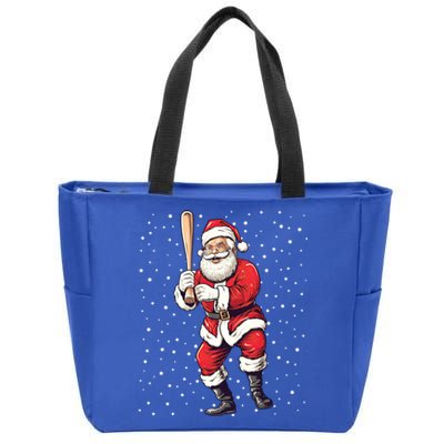 Santa Claus With Baseball Bat Christmas Baseball Player Xmas Gift Zip Tote Bag