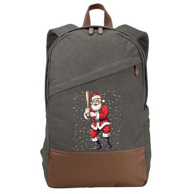 Santa Claus With Baseball Bat Christmas Baseball Player Xmas Gift Cotton Canvas Backpack