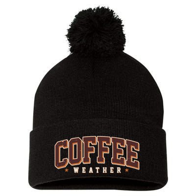 Sporty Coffee Weather Coffee Lover Fall Autumn Fan Pom Pom 12in Knit Beanie