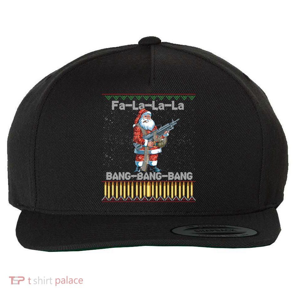 Santa Claus With A Big Gun Singing Christmas Song Funny Ugly Funny Gift Wool Snapback Cap