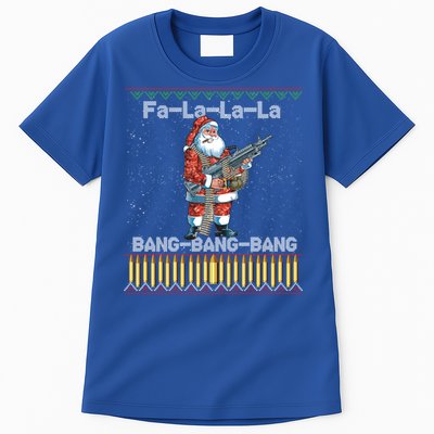 Santa Claus With A Big Gun Singing Christmas Song Funny Ugly Funny Gift Tall T-Shirt