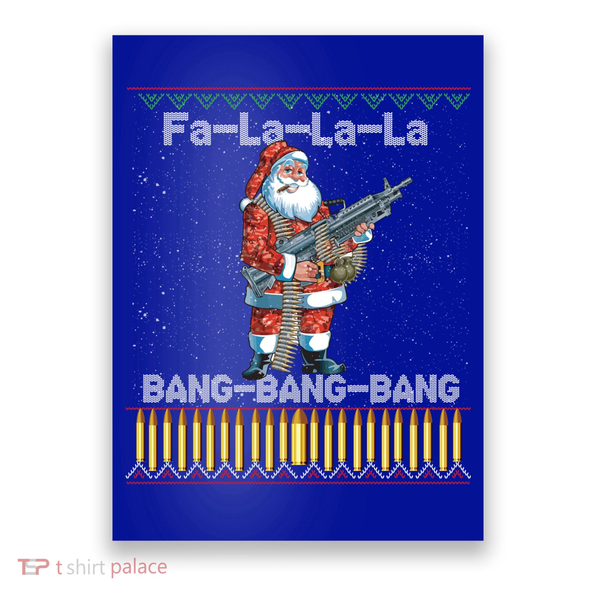 Santa Claus With A Big Gun Singing Christmas Song Funny Ugly Funny Gift Poster